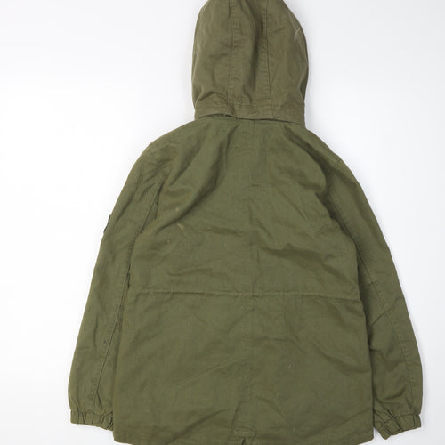 H&M Girls Green Parka Coat 10 Years Long Hooded