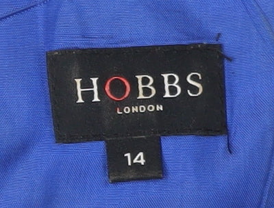 Hobbs Women's Blue Sheath Dress Size 14 Linen Sleeveless