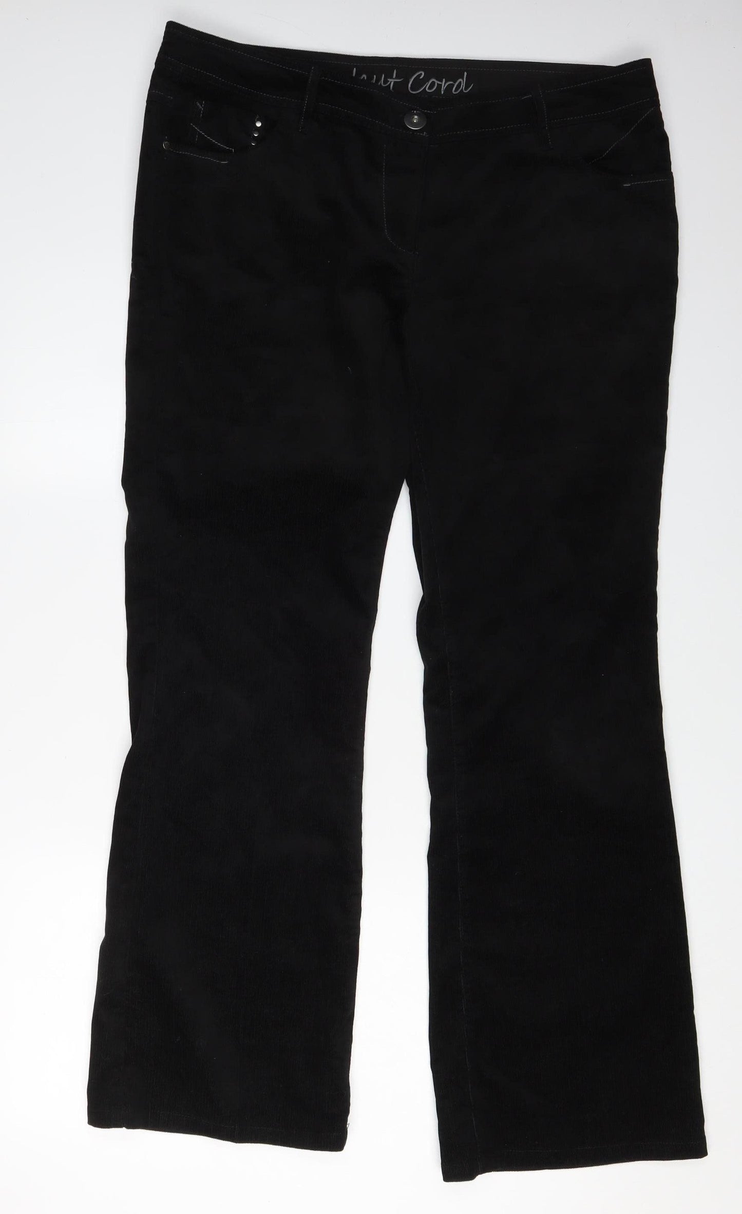 Next Women's Black Bootcut Corduroy Trousers Size 18