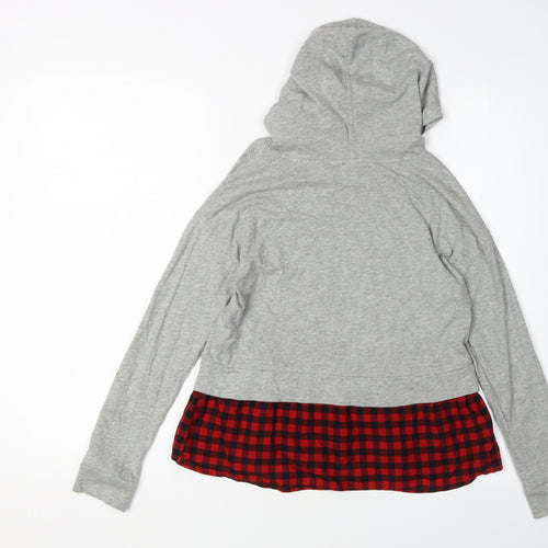 Gap Girls Grey Hoodie Pullover 8-9 Years Check Pattern