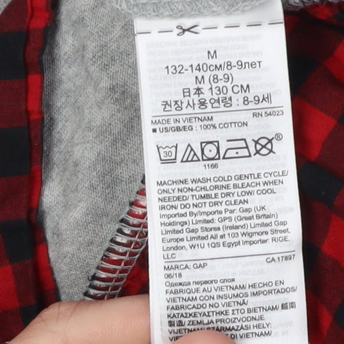 Gap Girls Grey Hoodie Pullover 8-9 Years Check Pattern