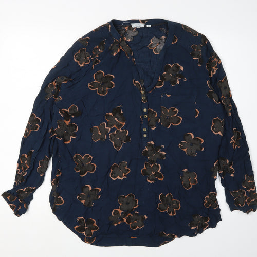 Fat Face Women's Blue Floral Tunic Blouse Size 16