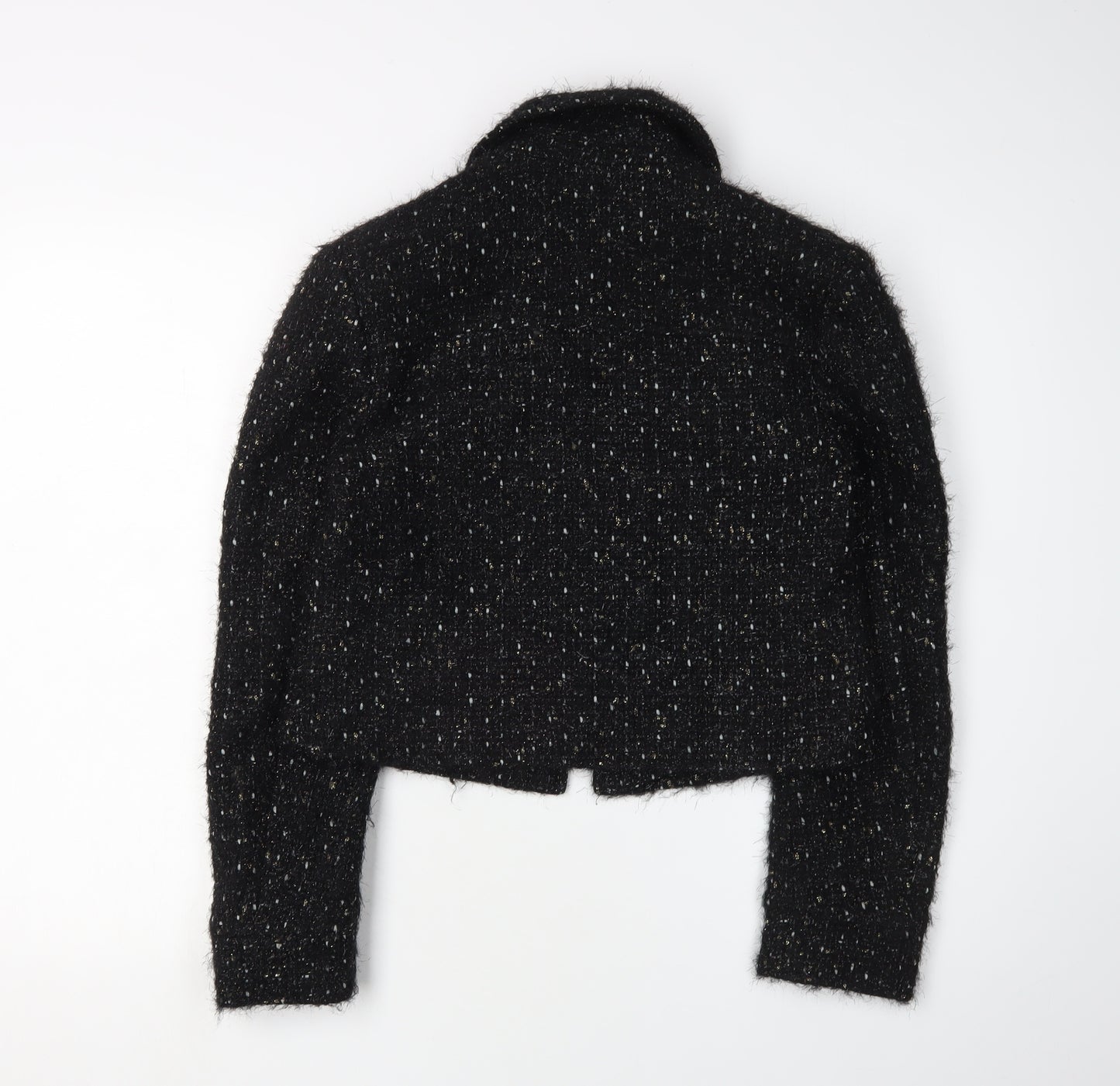 Chanel Women's Black Tweed Cropped Jacket Size 8