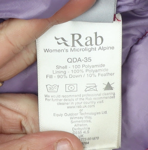 Rab Women's Pink Puffer Jacket Size 10