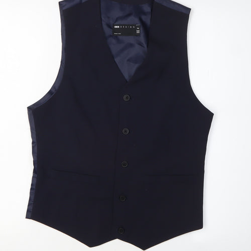 ASOS DESIGN Men's Blue Waistcoat, Size 38, Regular Fit