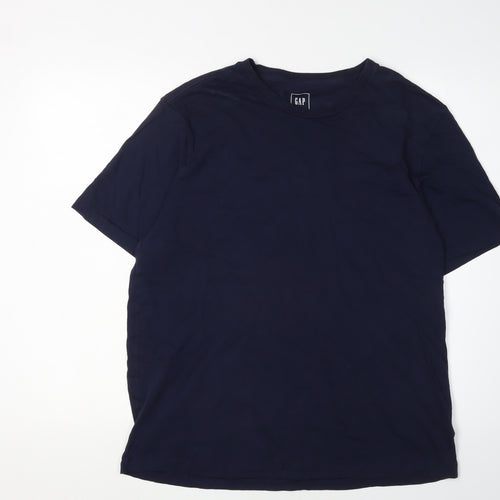Gap Men's Blue Regular Fit Crew Neck T-Shirt, Size L