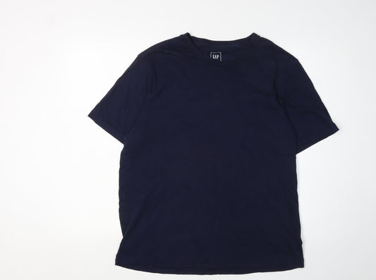 Gap Men's Blue Regular Fit Crew Neck T-Shirt, Size L