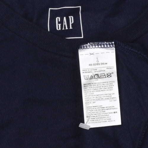 Gap Men's Blue Regular Fit Crew Neck T-Shirt, Size L