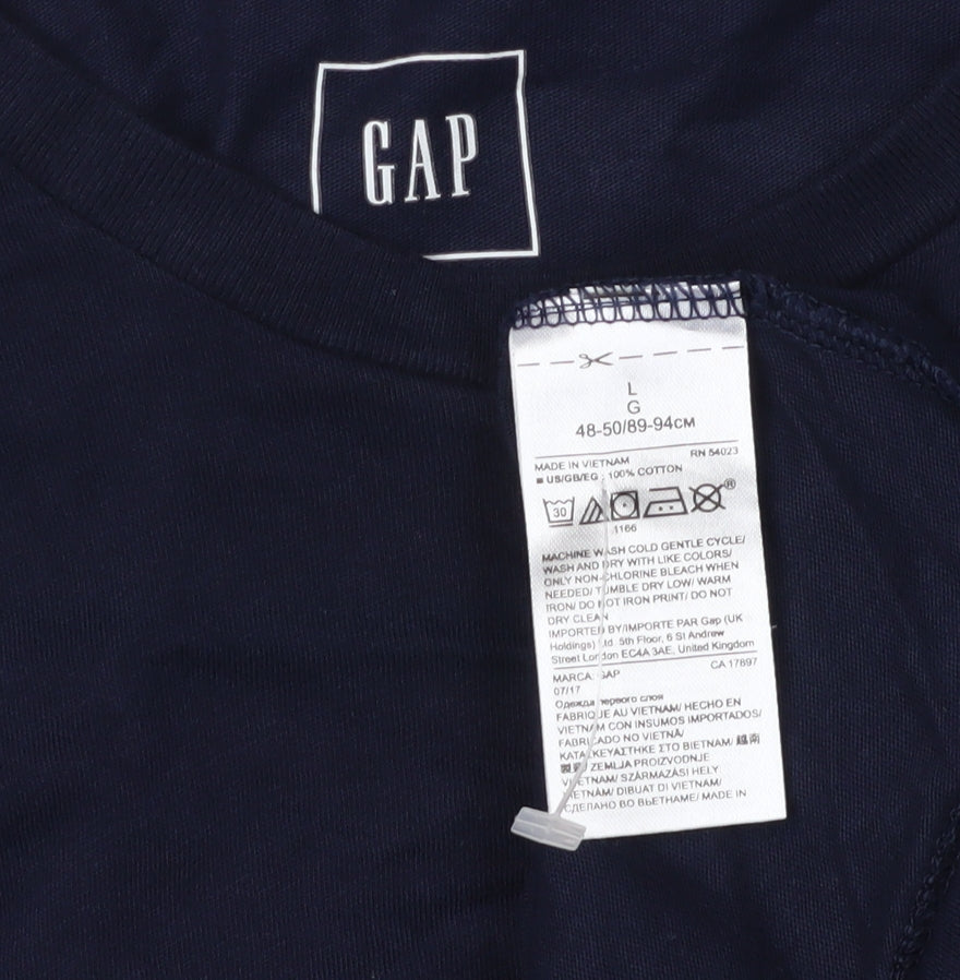 Gap Men's Blue Regular Fit Crew Neck T-Shirt, Size L