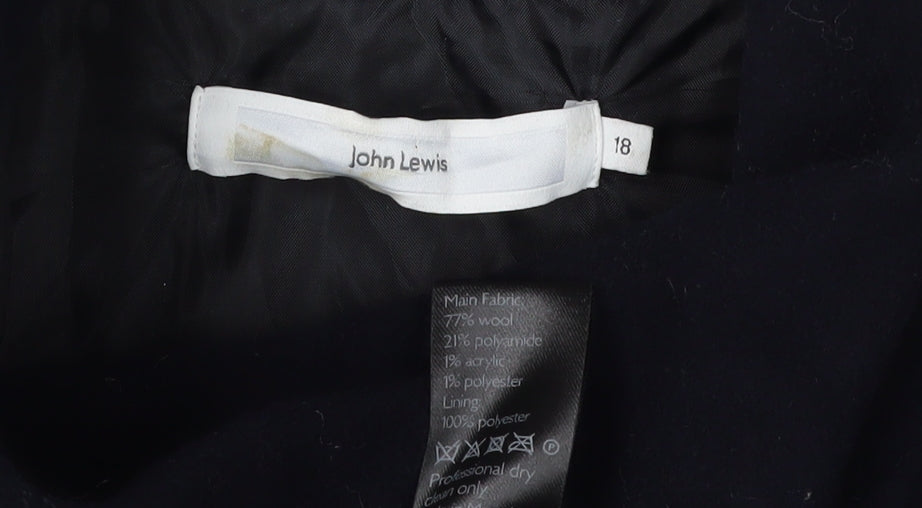 John Lewis Women's Black Wool Coat Size 18 - Classic Winter Wear