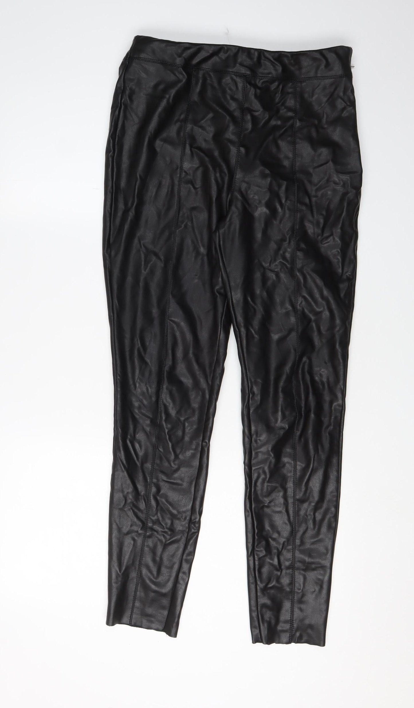 Topshop Women's Black Faux Leather Jeggings, Size 12