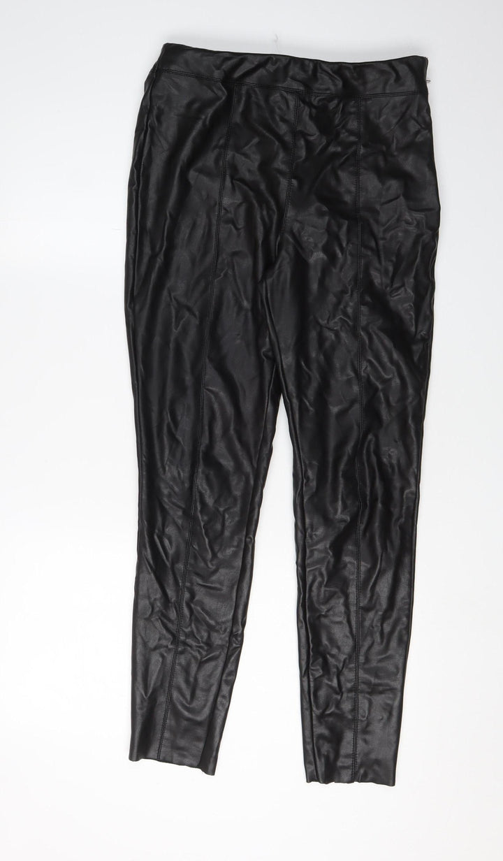 Topshop Women's Black Faux Leather Jeggings, Size 12