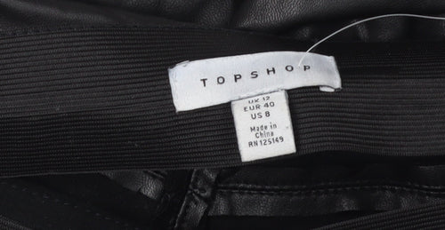 Topshop Women's Black Faux Leather Jeggings, Size 12