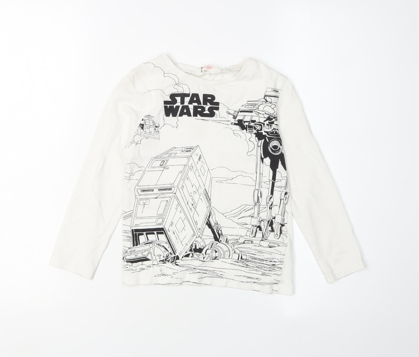 H&M Boys Star Wars White T-Shirt 5-6 Years Long Sleeve Pullover