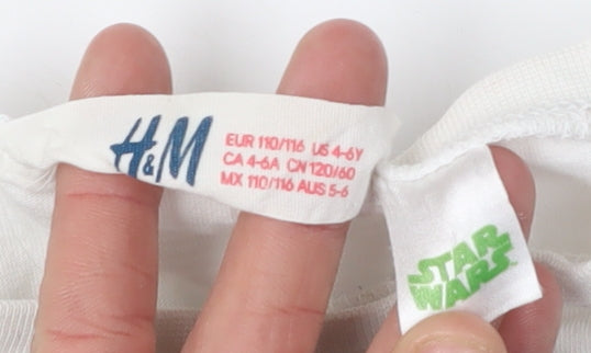 H&M Boys Star Wars White T-Shirt 5-6 Years Long Sleeve Pullover