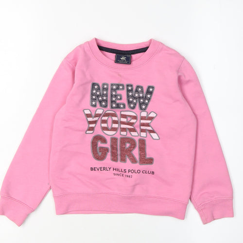 Beverly Hills Polo Club Girls Pink Pullover Sweatshirt 5-6 Years