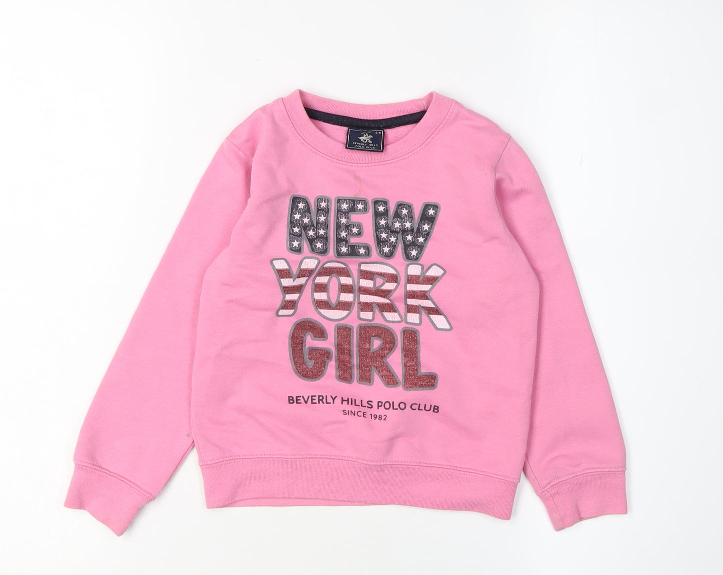 Beverly Hills Polo Club Girls Pink Pullover Sweatshirt 5-6 Years
