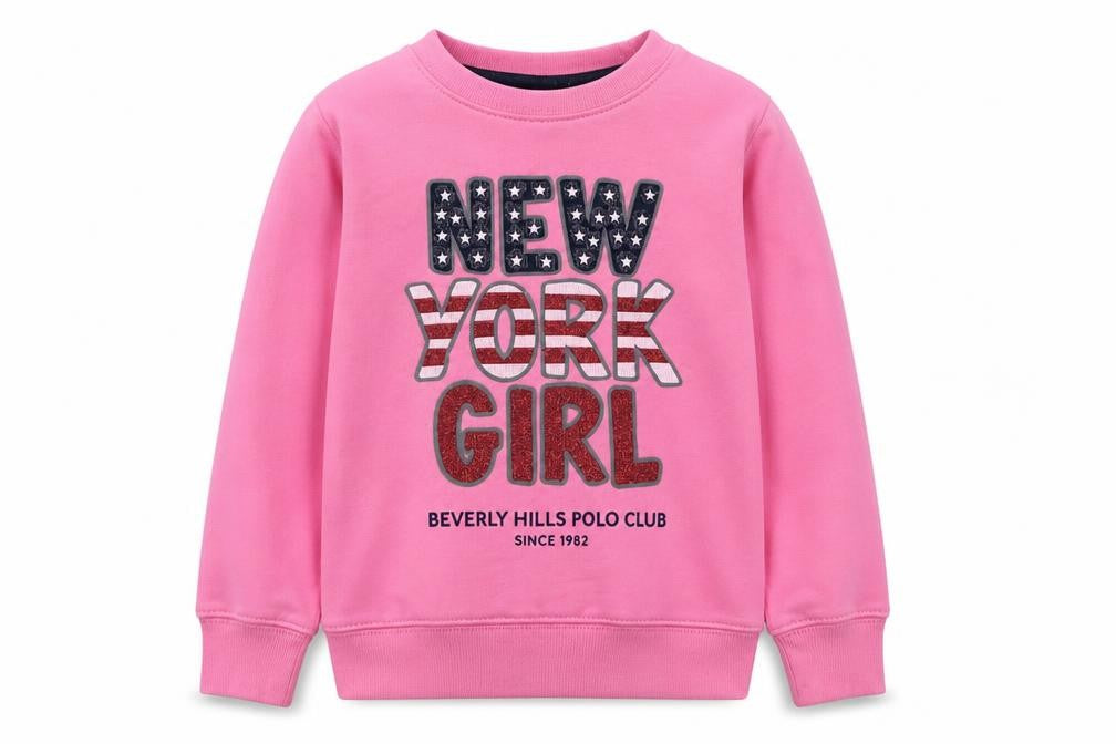 Beverly Hills Polo Club Girls Pink Pullover Sweatshirt 5-6 Years