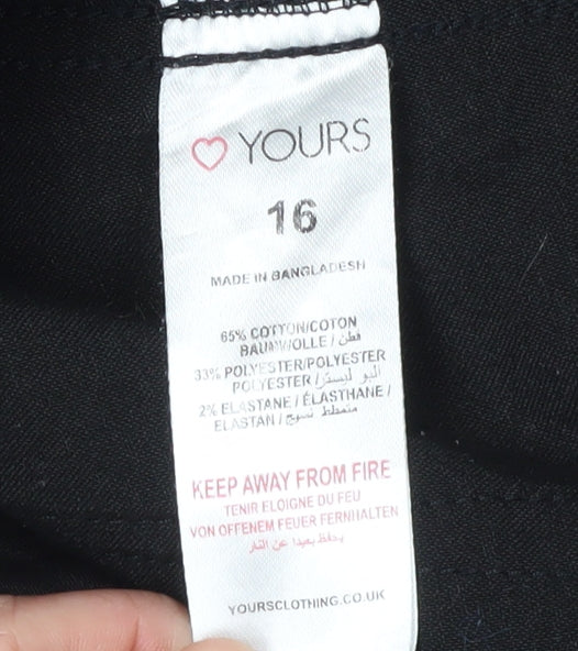 Yours Womens Black Size 16 Bermuda Shorts