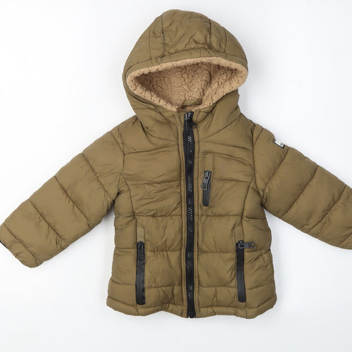 DKNY Boys Brown Puffer Jacket Nylon 24 Months