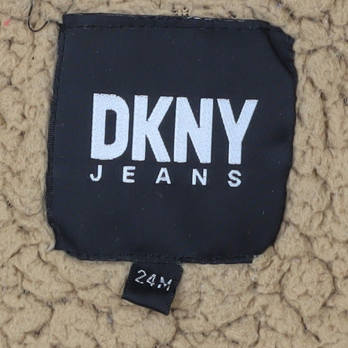 DKNY Boys Brown Puffer Jacket Nylon 24 Months