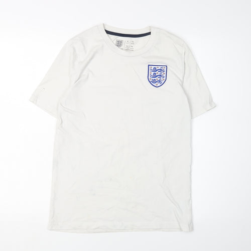 Boys White T-Shirt, 11-12 Years, Casual Basic Crew Neck