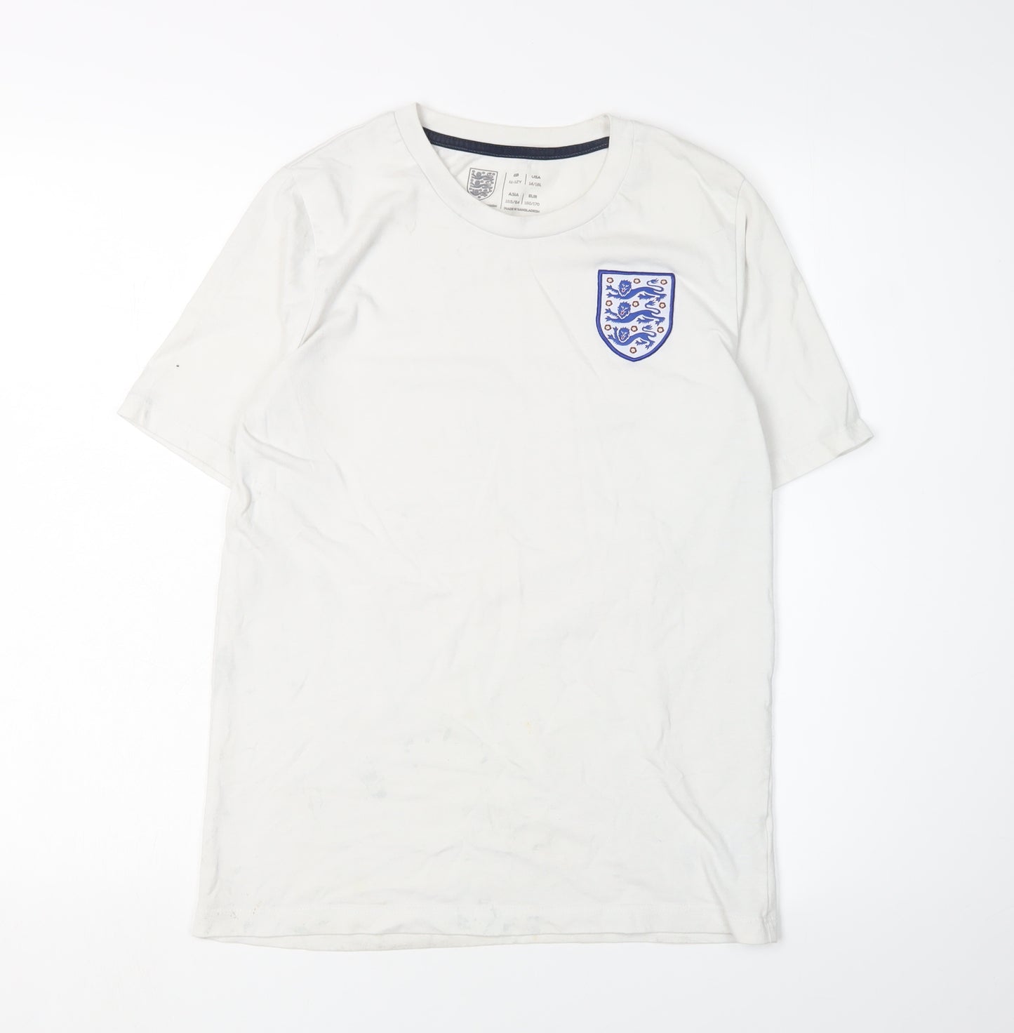 Boys White T-Shirt, 11-12 Years, Casual Basic Crew Neck