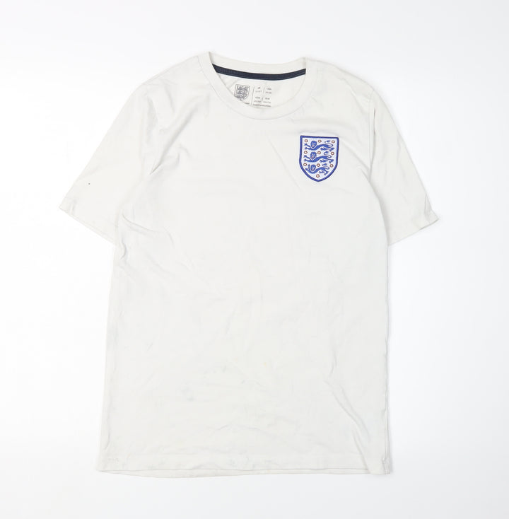 Boys White T-Shirt, 11-12 Years, Casual Basic Crew Neck
