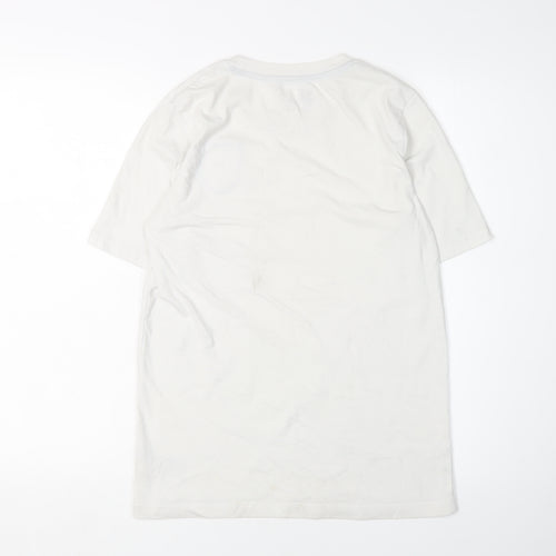 Boys White T-Shirt, 11-12 Years, Casual Basic Crew Neck