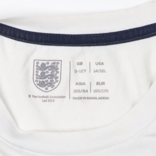 Boys White T-Shirt, 11-12 Years, Casual Basic Crew Neck