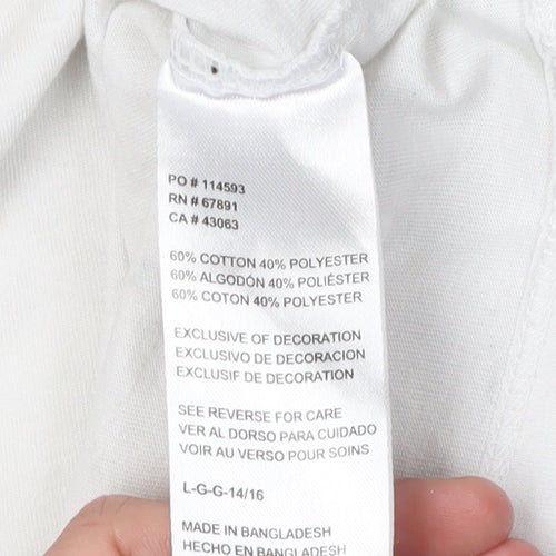 Boys White T-Shirt, 11-12 Years, Casual Basic Crew Neck