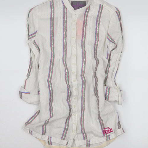 Superdry Women's White Striped Button-Up Shirt XS