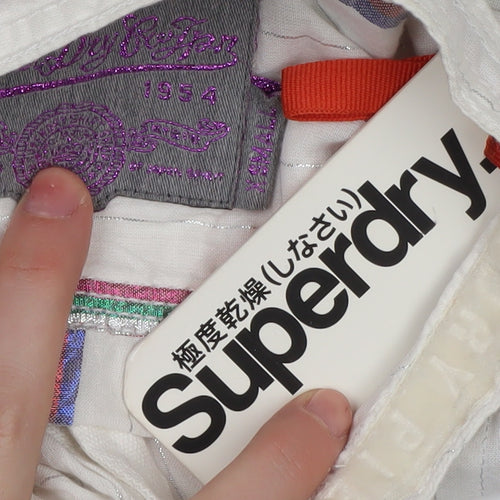 Superdry Women's White Striped Button-Up Shirt XS