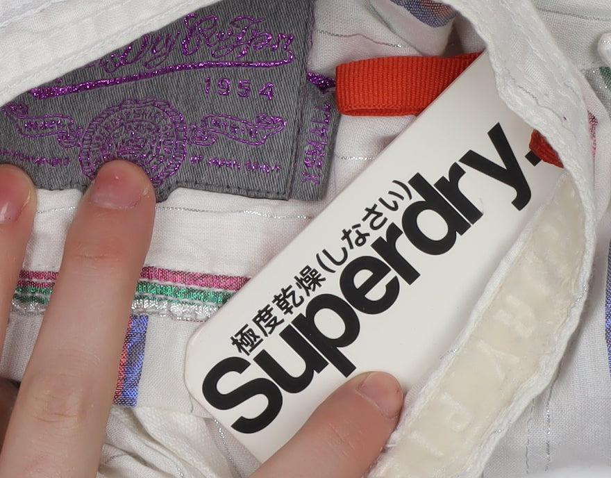 Superdry Women's White Striped Button-Up Shirt XS