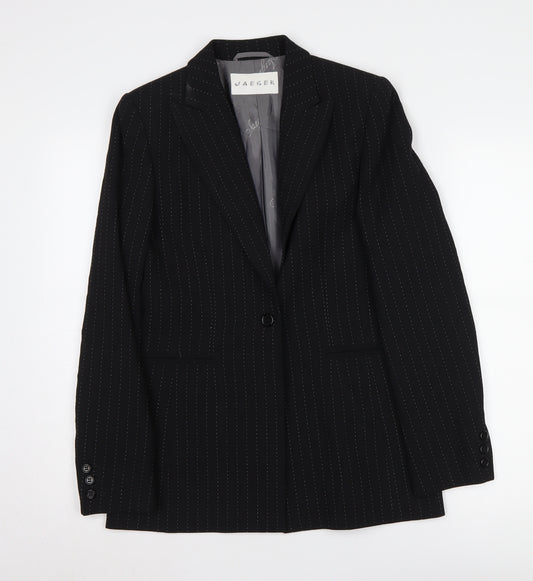 Jaeger Women's Black Pinstripe Suit Jacket, UK 8, Classic Business