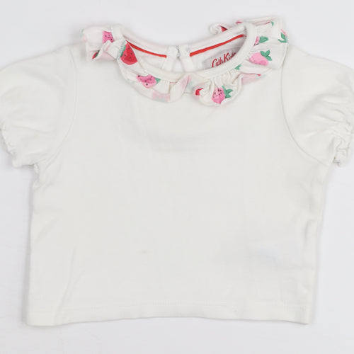 Cath Kids White Baby T-Shirt, Unisex, 0-3 Months, Ruffled Accent