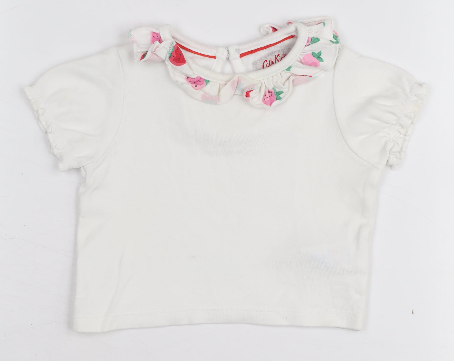 Cath Kids White Baby T-Shirt, Unisex, 0-3 Months, Ruffled Accent
