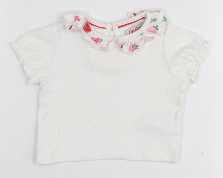 Cath Kids White Baby T-Shirt, Unisex, 0-3 Months, Ruffled Accent