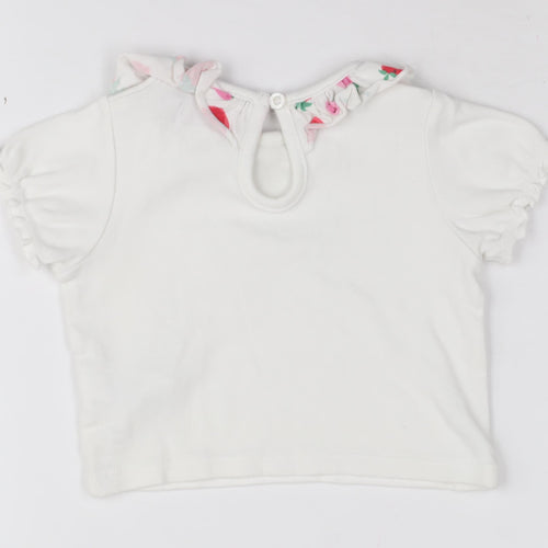 Cath Kids White Baby T-Shirt, Unisex, 0-3 Months, Ruffled Accent