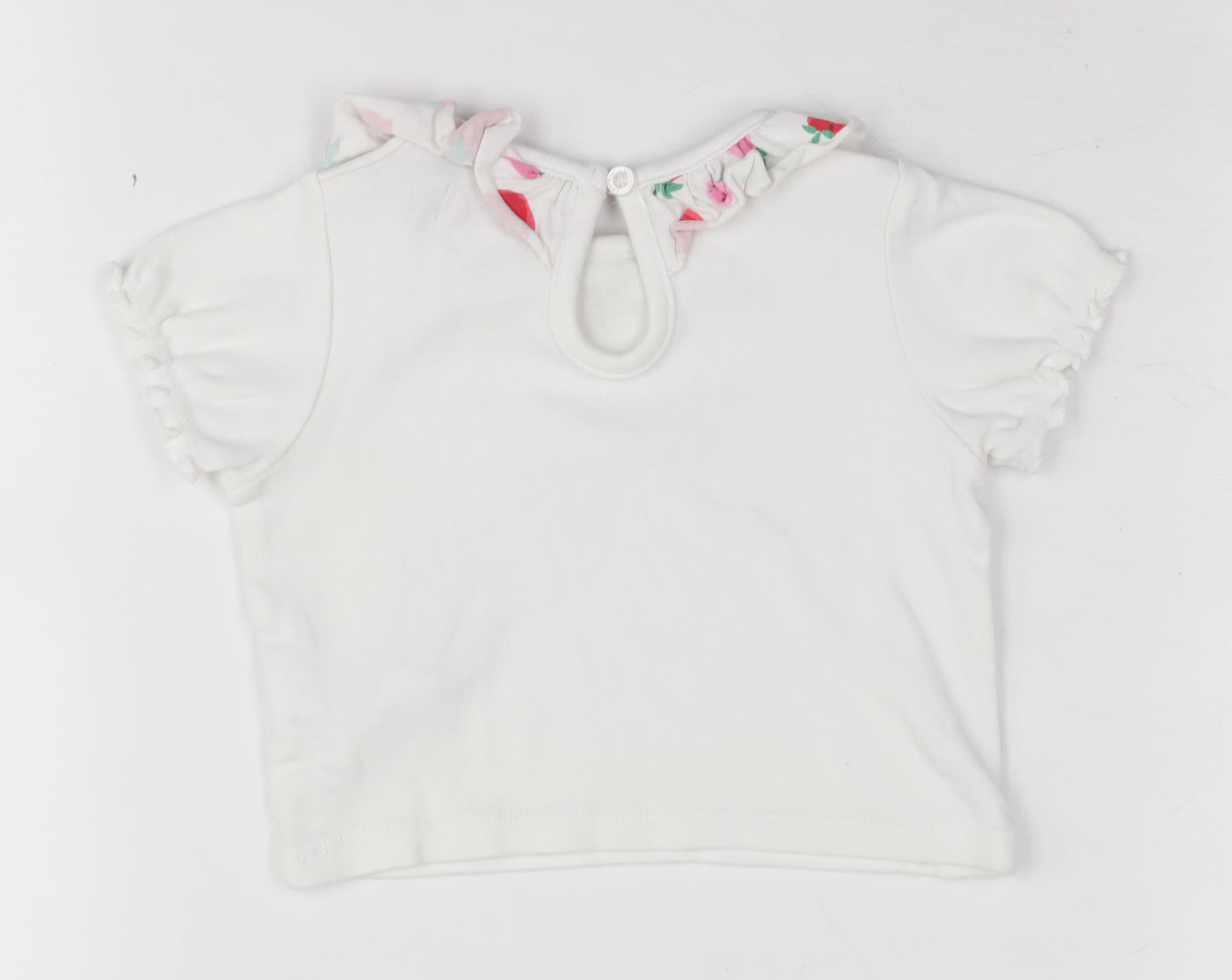 Cath Kids White Baby T-Shirt, Unisex, 0-3 Months, Ruffled Accent