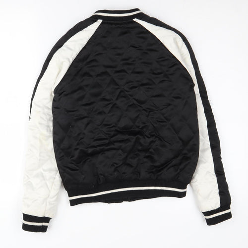 Candy Couture Girls Black Embroidered Bomber Jacket 13 Years