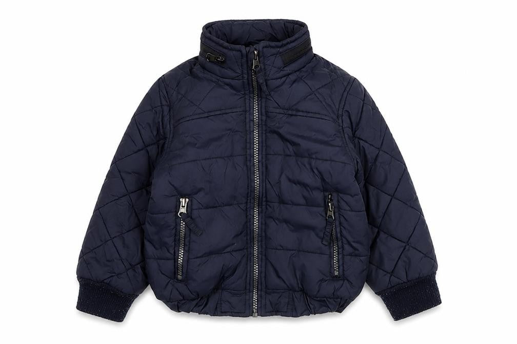 Front view of Marks & Spencer boys’ blue puffer jacket 3-4 years