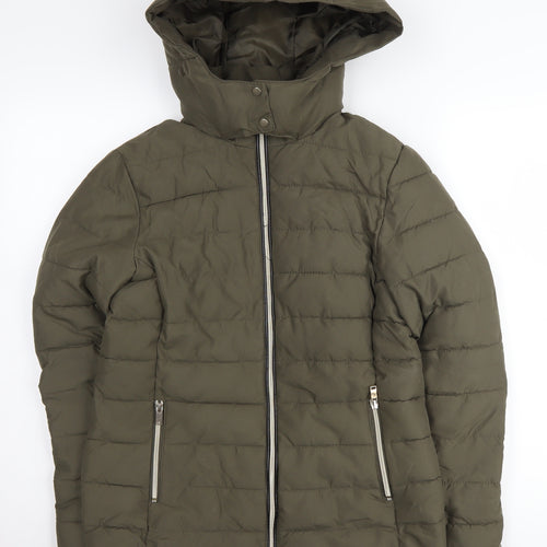 New Look Women's Green Puffer Jacket Size 10