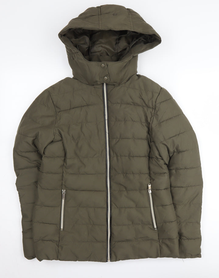 New Look Women's Green Puffer Jacket Size 10