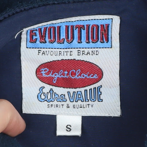 Evolution Men's Blue Hooded Fleece Jacket, Size S