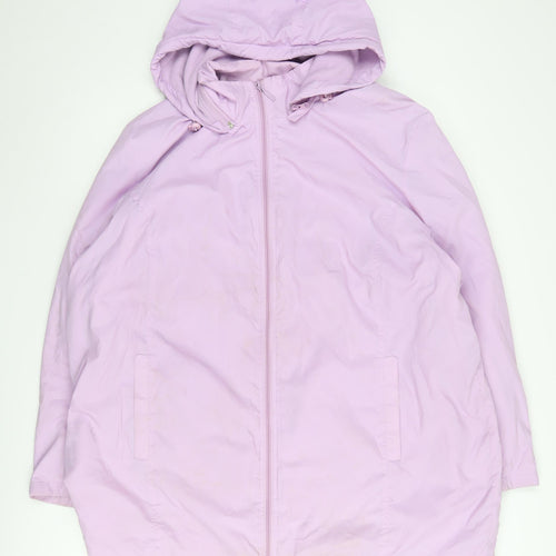 Damart Women's Pink XL Parka Jacket with Hood, Size 22/24