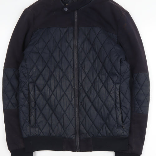 Zara Men's Black Quilted Jacket M Casual