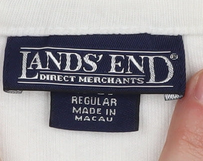 Lands' End Women's White Cardigan XL V-Neck Knit