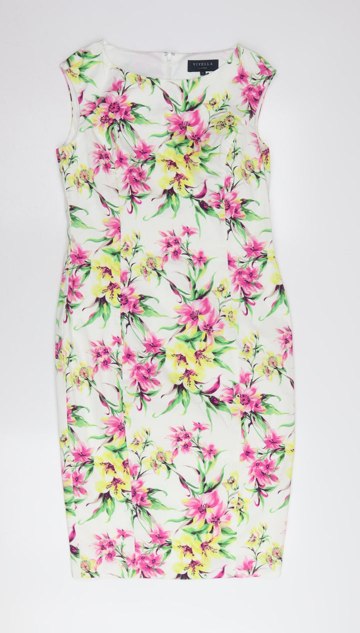 Viyella Petites Floral Sheath Dress Size 8, Multicoloured