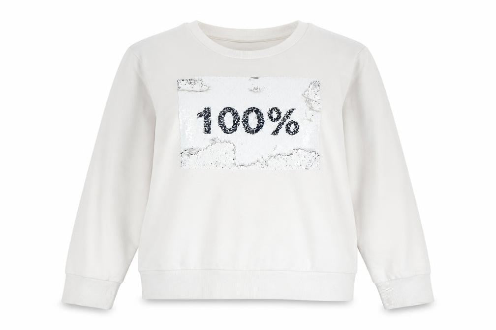 DKNY Women's White Sequin Pullover Sweatshirt M